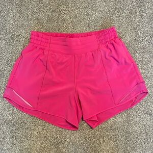 Lululemon high rise hotty hot shorts 4”. Hot pink. Size 8